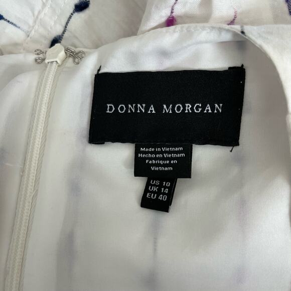 Donna Morgan Embroidered White Flutter-Sleeve Two-Tier V-Neck Mini Dress 10 NWOT - Picture 5 of 13